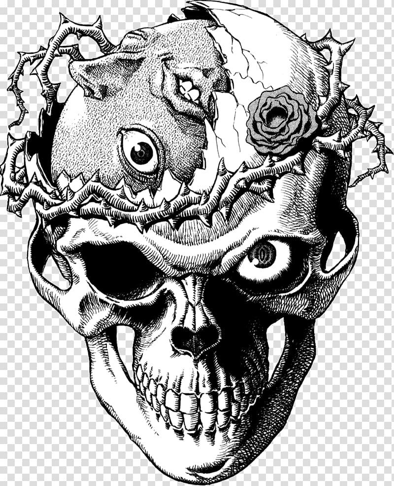 skull with flower , Sword of the Berserk: Guts\' Rage Griffith Sword of the Berserk: Guts\' Rage Casca, calavera transparent background PNG clipart