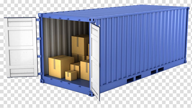 blue shipping trailer , Mover Shipping container Intermodal container Freight transport Self Storage, container transparent background PNG clipart