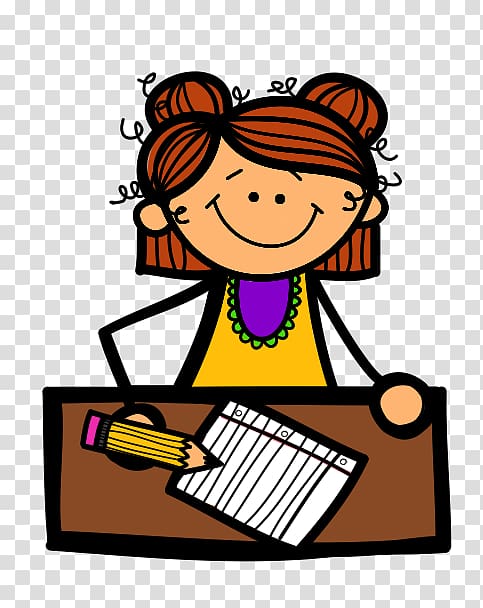 girl student working clipart