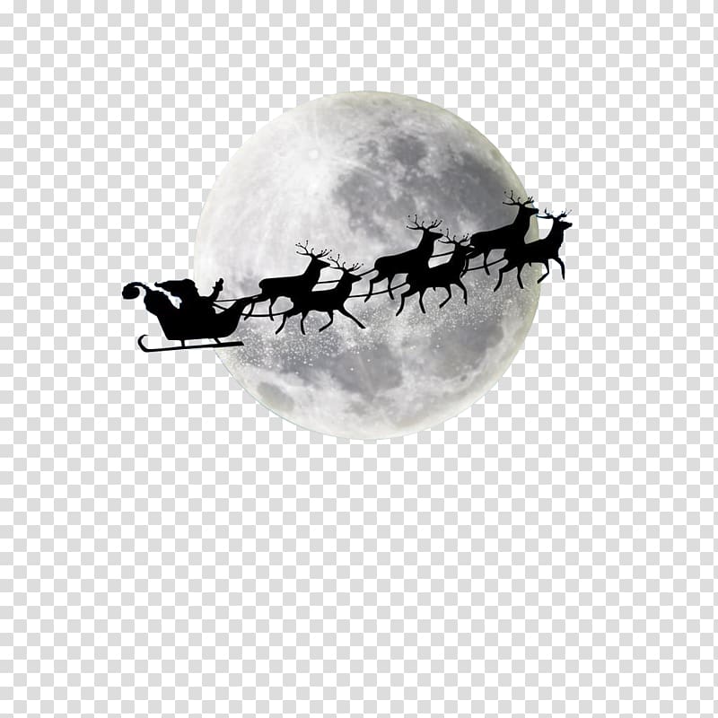 Santa Claus\'s reindeer Santa Claus\'s reindeer Christmas Moon, Santa elk sled transparent background PNG clipart