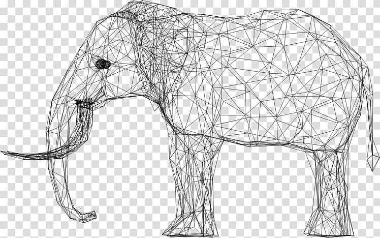 Website wireframe Wire-frame model Elephantidae 3D computer graphics, 3D Elephant transparent background PNG clipart