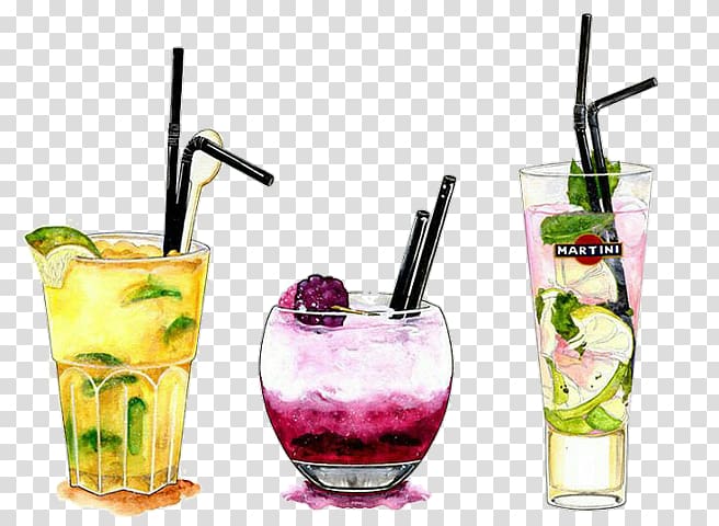 Cocktail Watercolor painting Illustration Drawing Alcoholic drink, cocktail transparent background PNG clipart