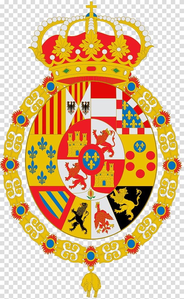 Coat of arms of Spain Escutcheon Prince of Asturias Order of Charles III, golden royal transparent background PNG clipart