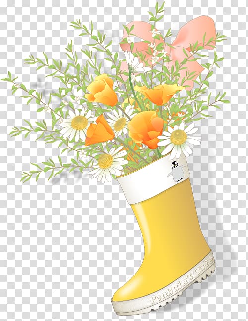 Cut flowers Floral design Vase Flowerpot, rain boots transparent background PNG clipart
