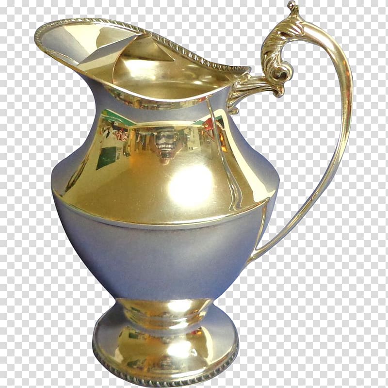 Pitcher Tableware Jug Vase, silver plate transparent background PNG clipart