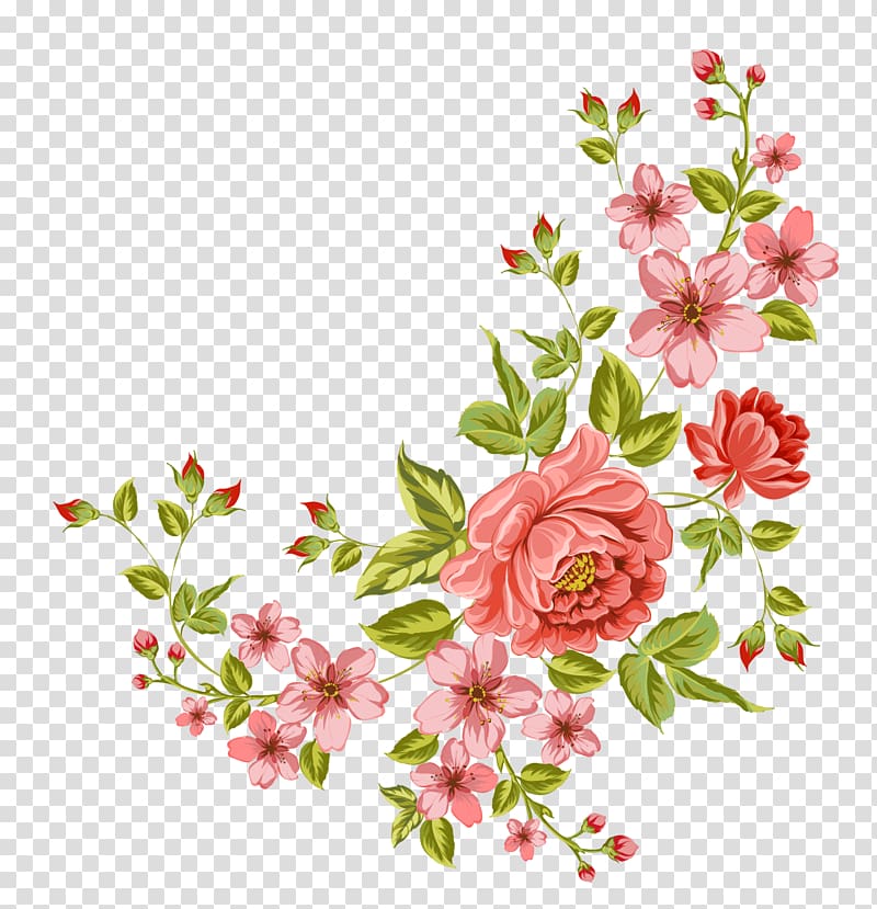 Flower Corner Flower Pink Flowers Transparent Background Png