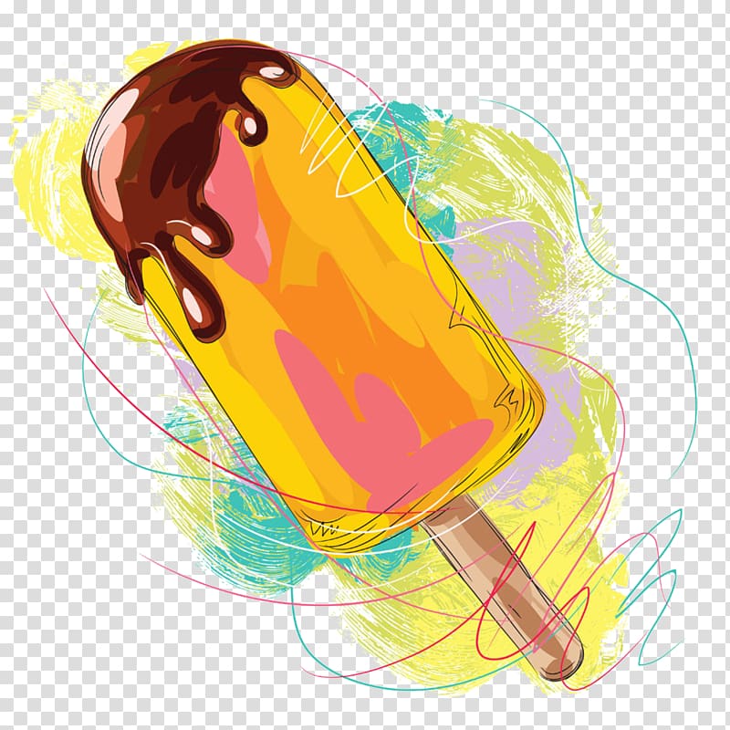 Ice cream cone Ice pop Lollipop, Ice cream hand-painted material transparent background PNG clipart