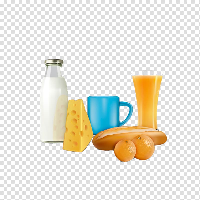 Orange juice Milk Breakfast Orange drink, Nutritious breakfast transparent background PNG clipart