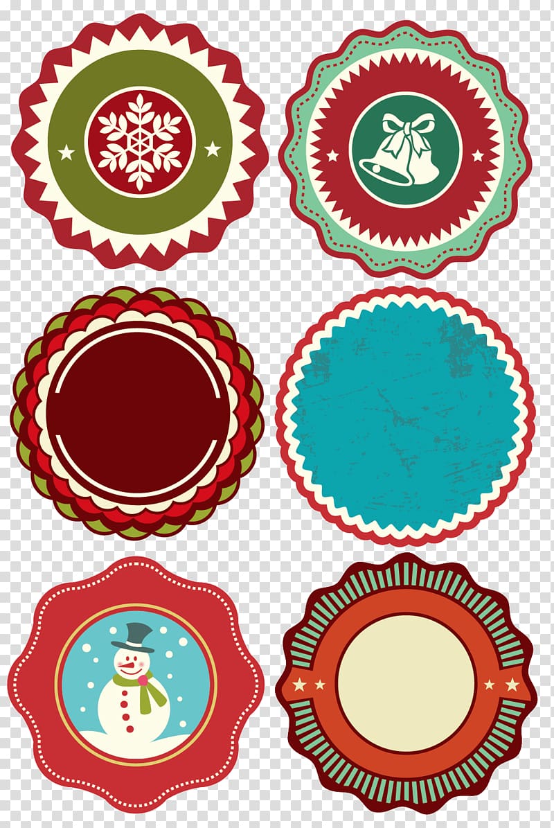 cartoon round christmas element collection transparent background PNG clipart