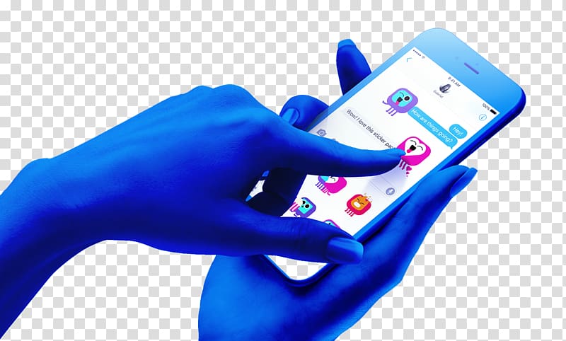 Logo Graphic design Illustrator, Blue holding a mobile phone transparent background PNG clipart