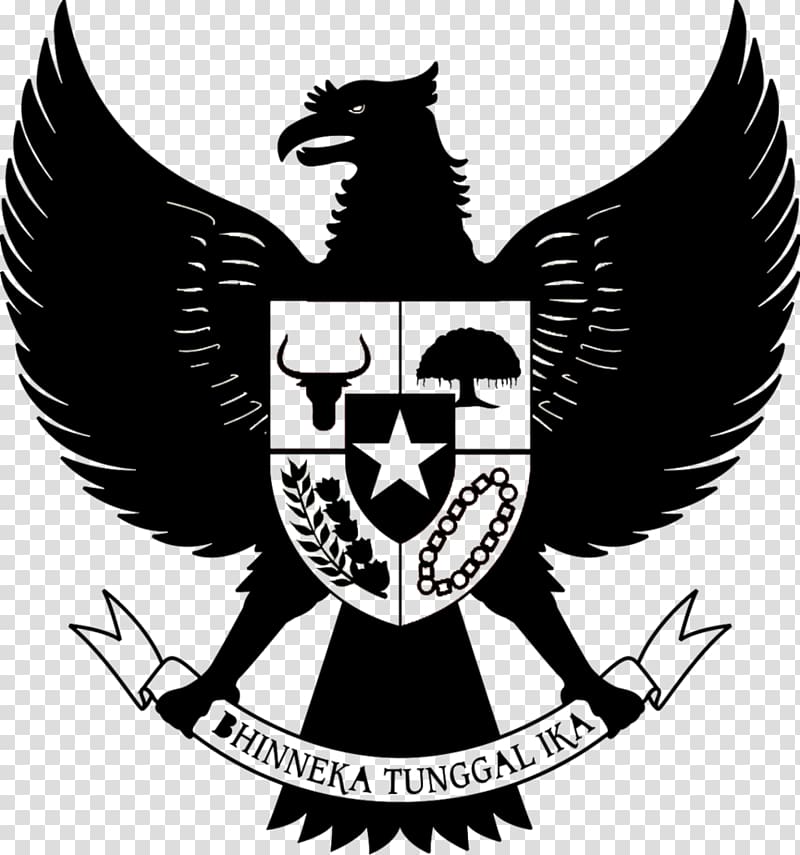 black Hinneka Tunggal Ika logo illustration, National emblem of Indonesia Garuda Indonesia Pancasila, indonesia transparent background PNG clipart