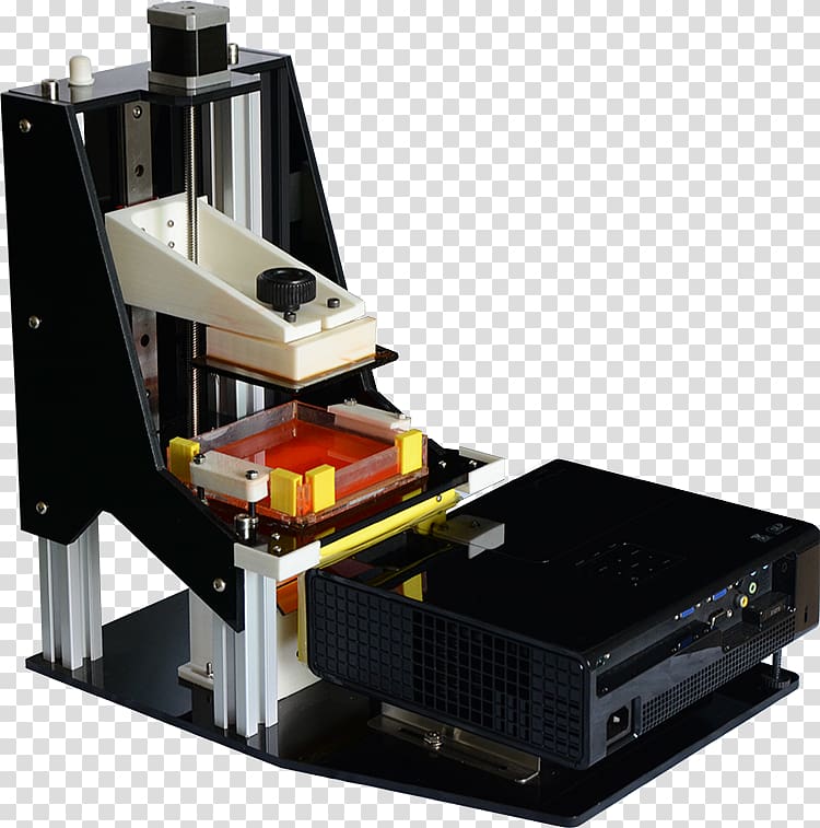 Stereolithography 3D printing Digital Light Processing Printer, sensitive transparent background PNG clipart