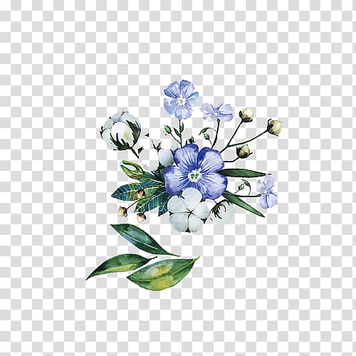 flower in bloom , Hand-painted blue flowers transparent background PNG clipart