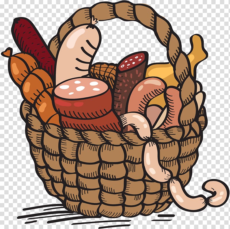 Picnic Baskets Cartoon , sausage transparent background PNG clipart