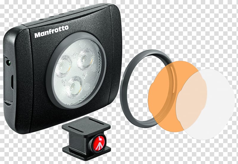 LED lamp Light-emitting diode Lighting Manfrotto Camera, Camera transparent background PNG clipart