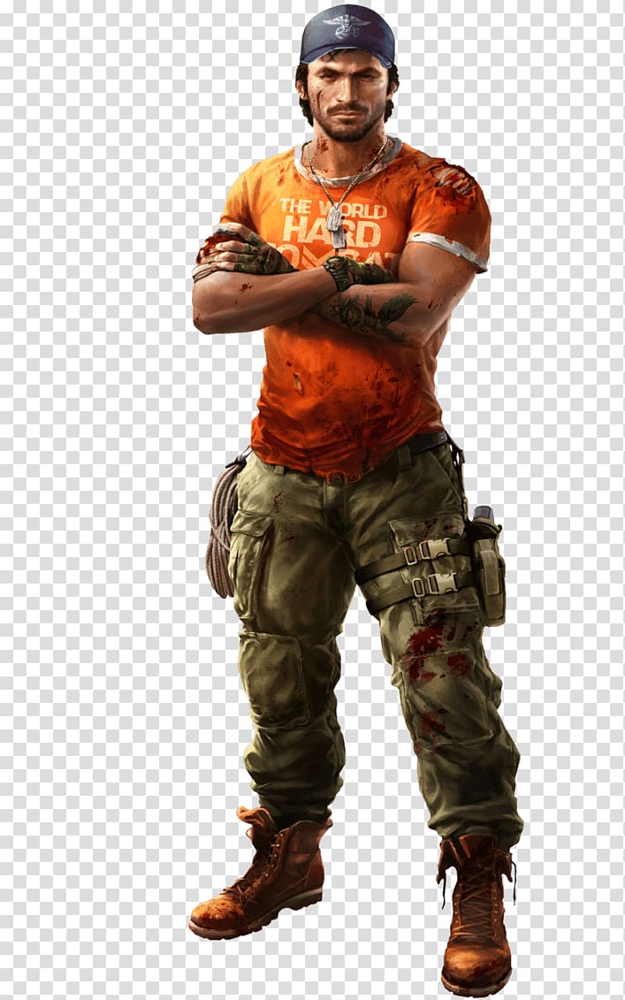 man in orange t-shirt and grey cargo pants illustration, Dead Island Hard transparent background PNG clipart