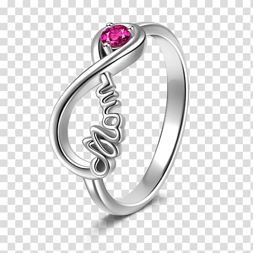 Ruby Silver Product design Wedding ring Body Jewellery, mothers love transparent background PNG clipart