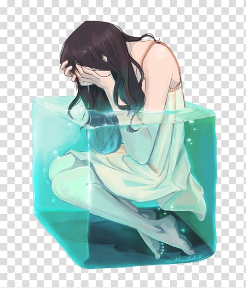 Water Anime Drowning Fan art .com, water transparent background PNG clipart