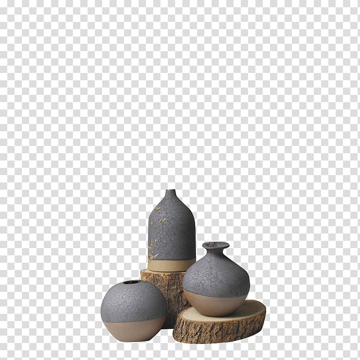 gray and brown vases art, Ceramic Poster, vase transparent background PNG clipart