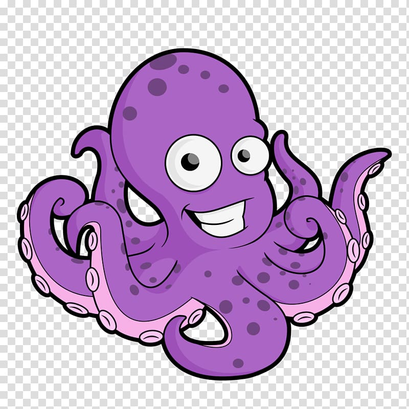 Purple octopus illustration, Octopus , Cute Octopus transparent