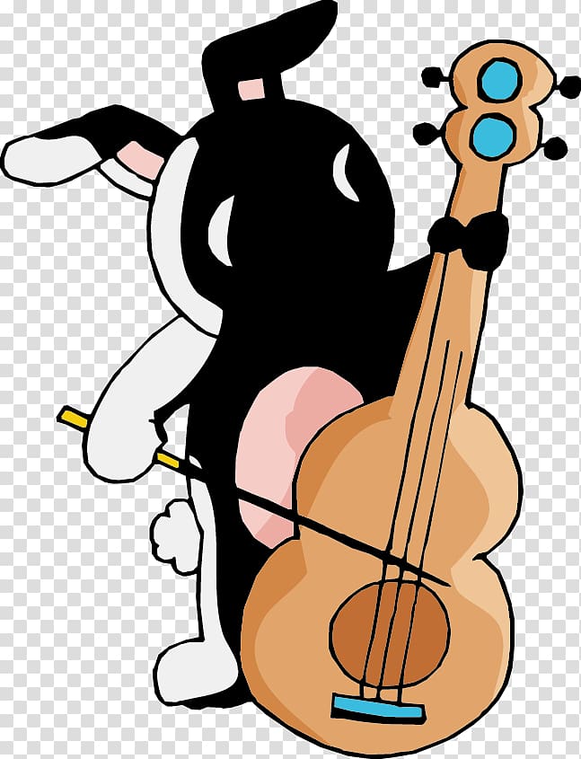 Cartoon Guitar Violin Animal, Cartoon rabbit animal transparent background PNG clipart