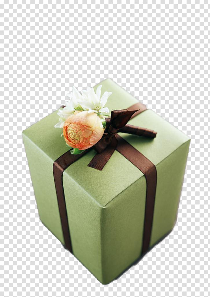 Paper Decorative box Gift, Green gift box transparent background PNG clipart
