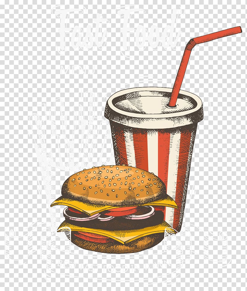 Hamburger Hot dog Fast food Coca-Cola KFC, Fast Food Burger Black Menu Cover transparent background PNG clipart