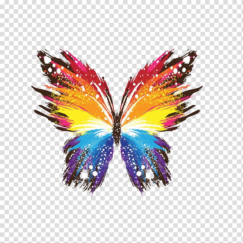 multicolored butterfly illustration, Butterfly iPhone X Painting Art , Colorful butterfly transparent background PNG clipart
