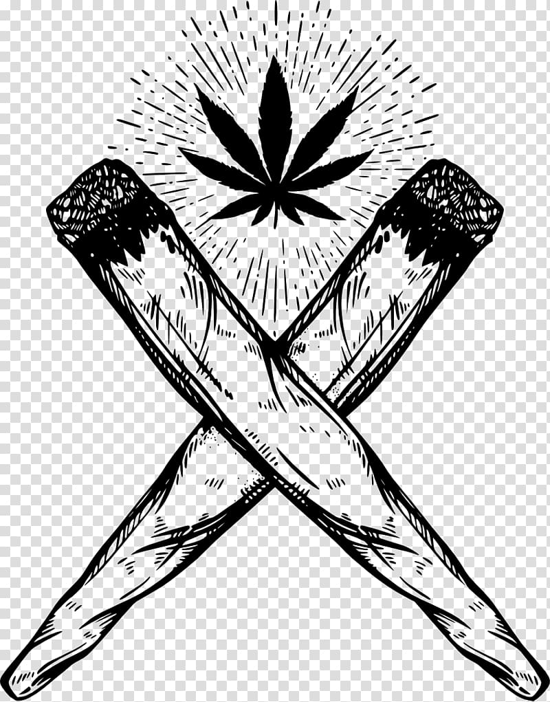 black cannabis graphic, Joint Drawing Cannabis smoking, Cannabis Joint transparent background PNG clipart