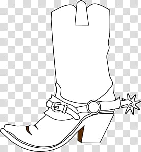 white cowboy boot illustration, Black and White Cowboy Boot transparent background PNG clipart
