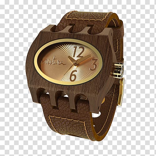 Watch strap Clothing Accessories Clock, brown wood transparent background PNG clipart