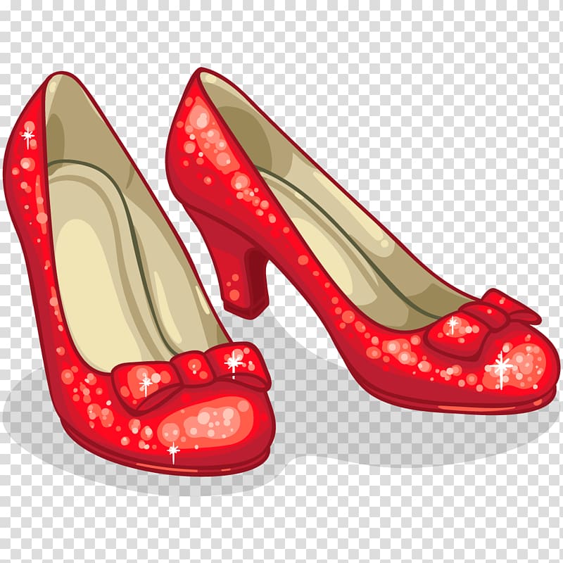 pair of red floral leather pumps, Dorothy Gale Ruby slippers The Wizard , ruby transparent background PNG clipart
