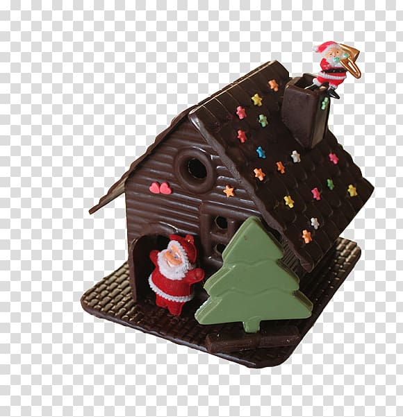Chocolate cake Gingerbread house Christmas Gingerbread man, chocolate cake transparent background PNG clipart