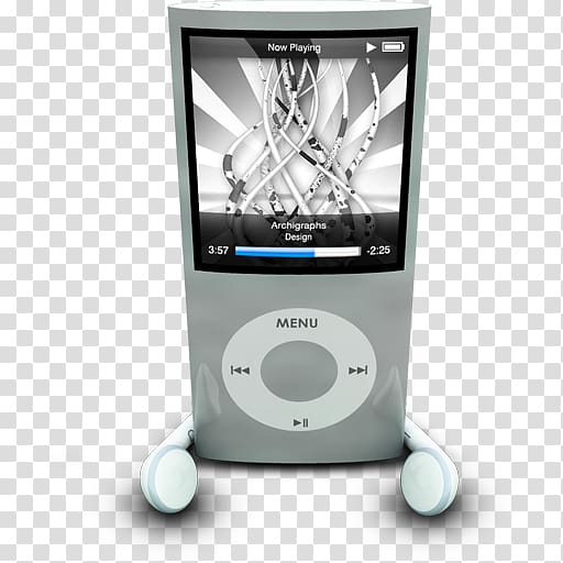 turned-on white MP3 player, ipod multimedia media player, iPodPhonesSilver transparent background PNG clipart