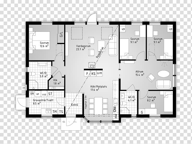 Floor Plan House Technical Drawing Square Meter House