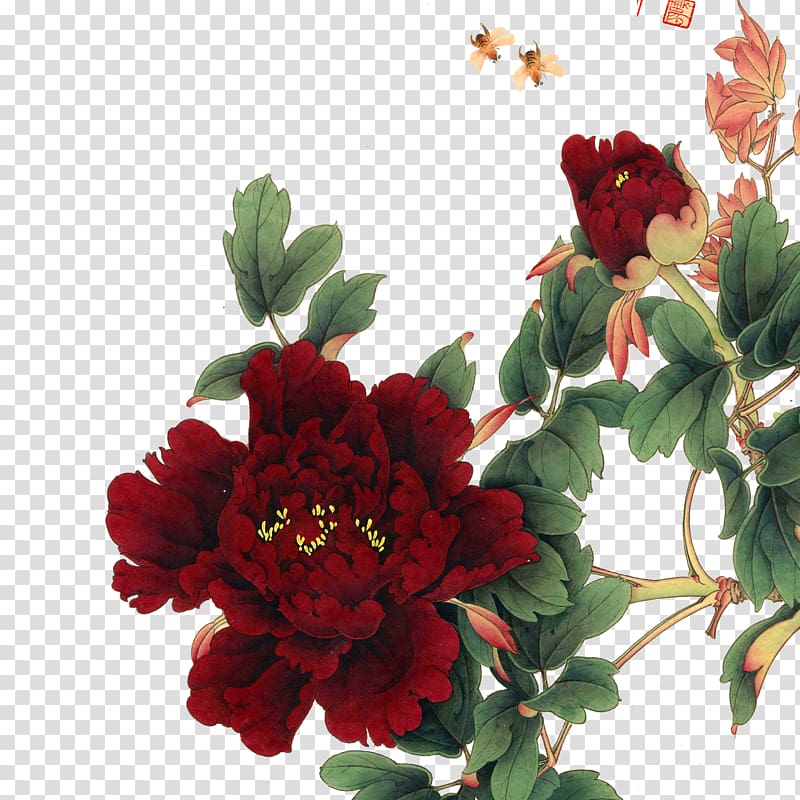 red flowers, Moutan peony Flower , peony transparent background PNG clipart