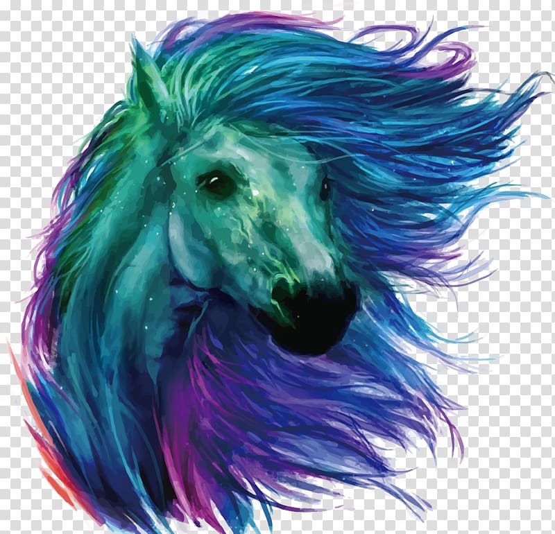 green and purple horse , Friesian horse Painting Drawing, watercolor horses transparent background PNG clipart
