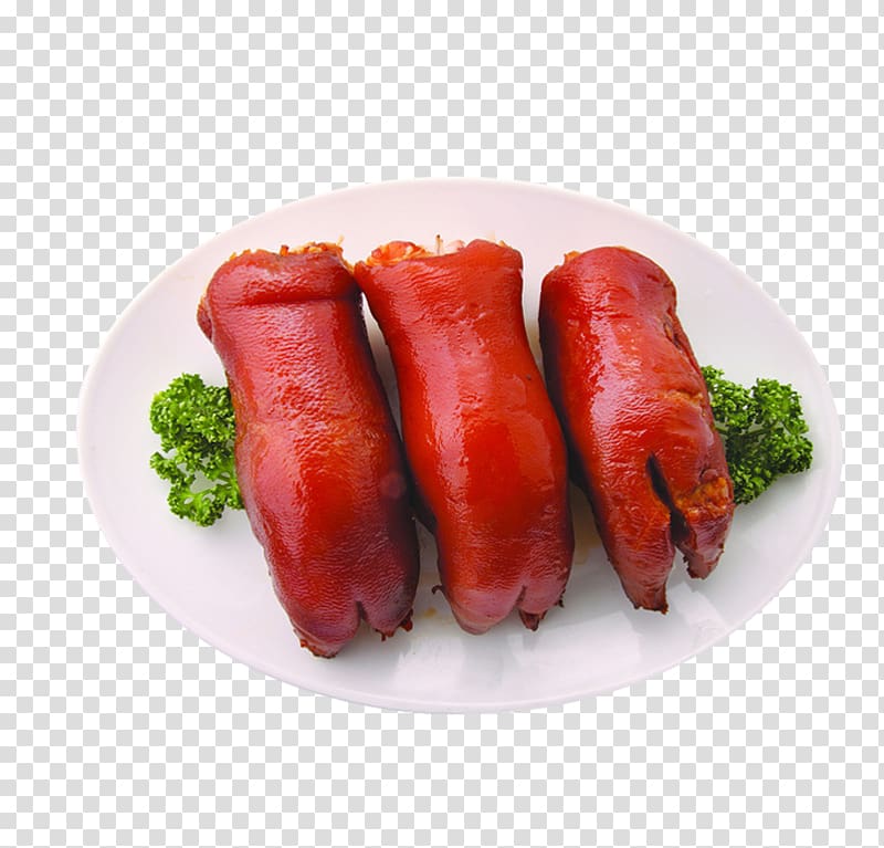 Red cooking Siu yuk Domestic pig Lechon Pigs trotters, A dish of boiled piglets transparent background PNG clipart