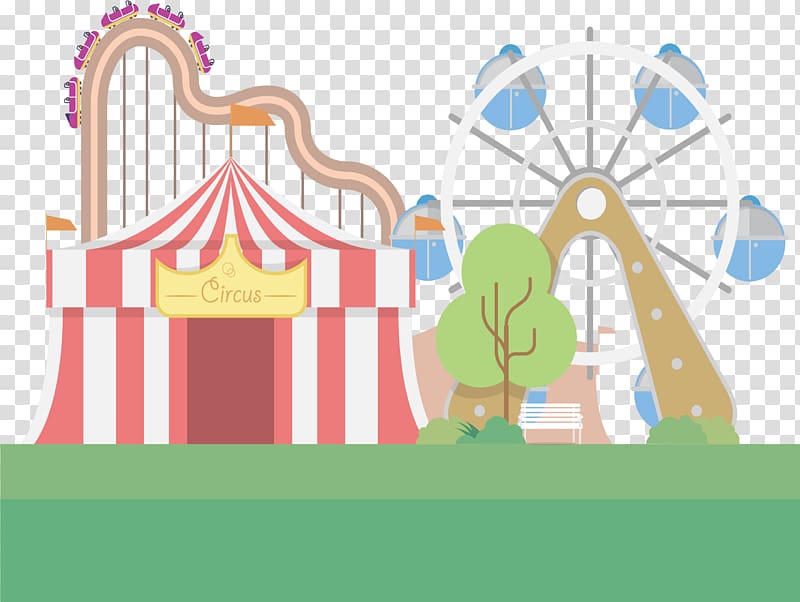 circus illustration, Ferris wheel Fair Amusement park Circus, Playground Circus transparent background PNG clipart