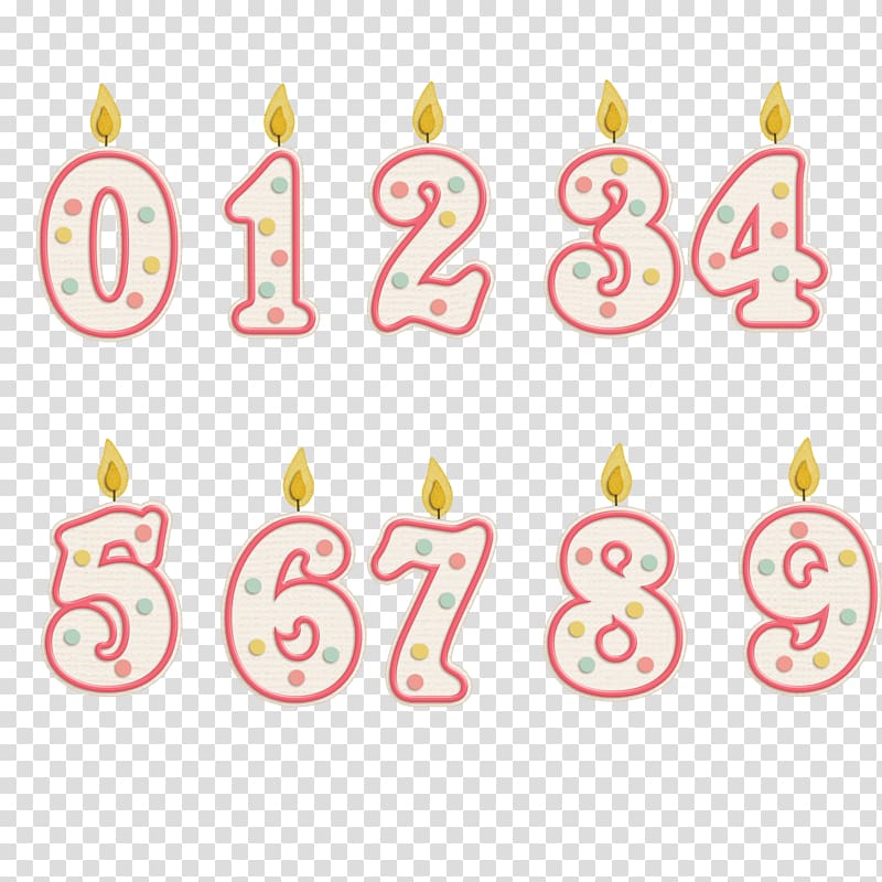 white number candles illustration, Candle Birthday cake, Number Candle transparent background PNG clipart