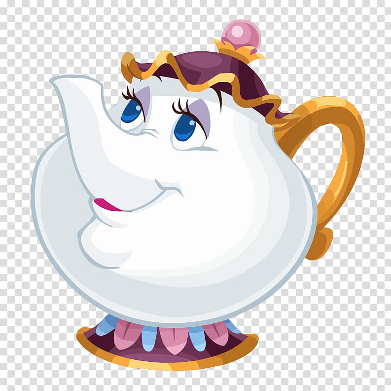 teapot from Beauty and the Beast, Beast Belle Mrs. Potts Character, others transparent background PNG clipart