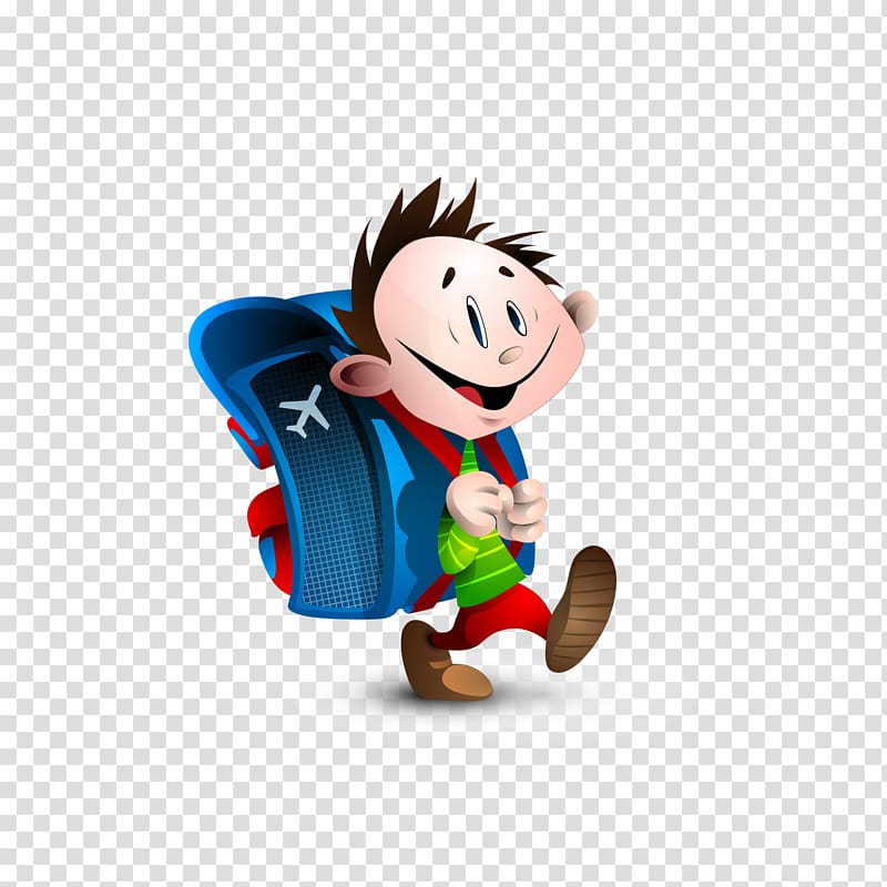 Animation Child School , Cartoon boy walking to school endorsement package transparent background PNG clipart
