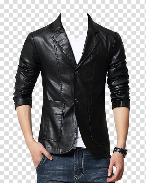 Blazer Suit Leather jacket Single-breasted, Dress men transparent background PNG clipart