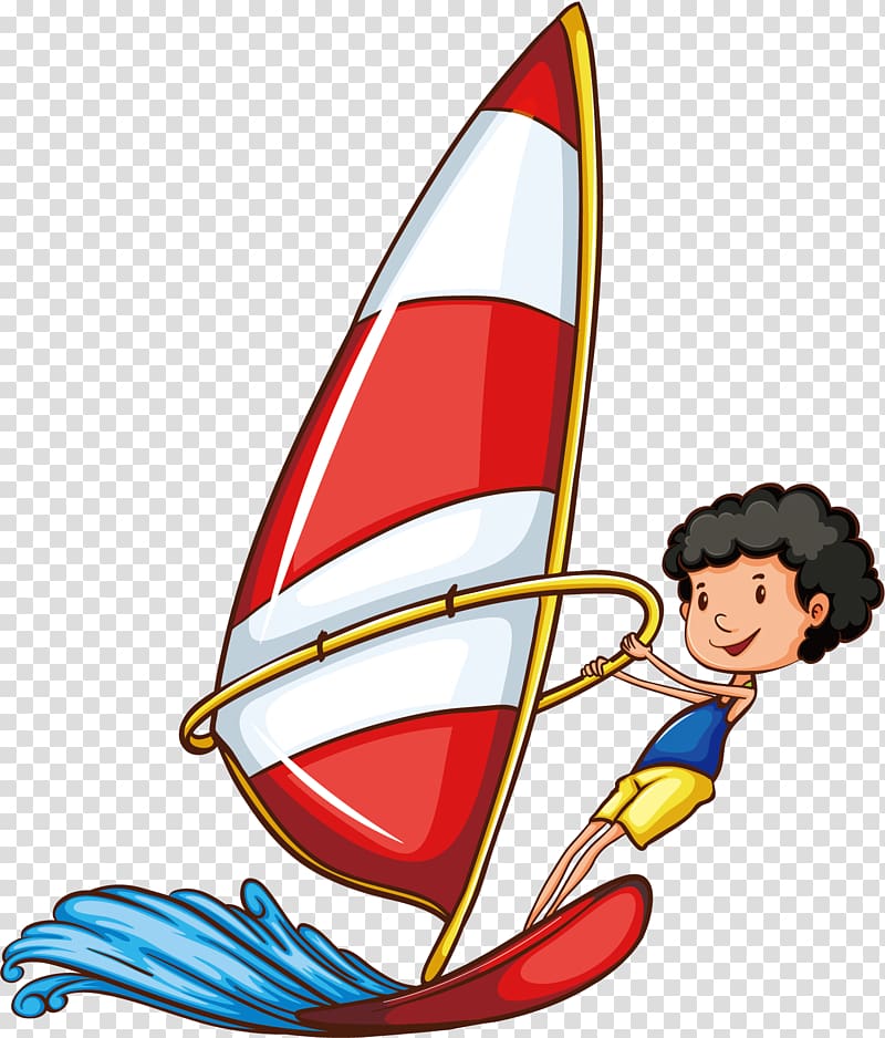 girl on sailboat illustration, Sport Drawing Water skiing , Underwater sailing ship transparent background PNG clipart