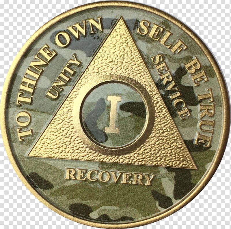 Medal Sobriety coin The Big Book Alcoholics Anonymous, gold chip transparent background PNG clipart