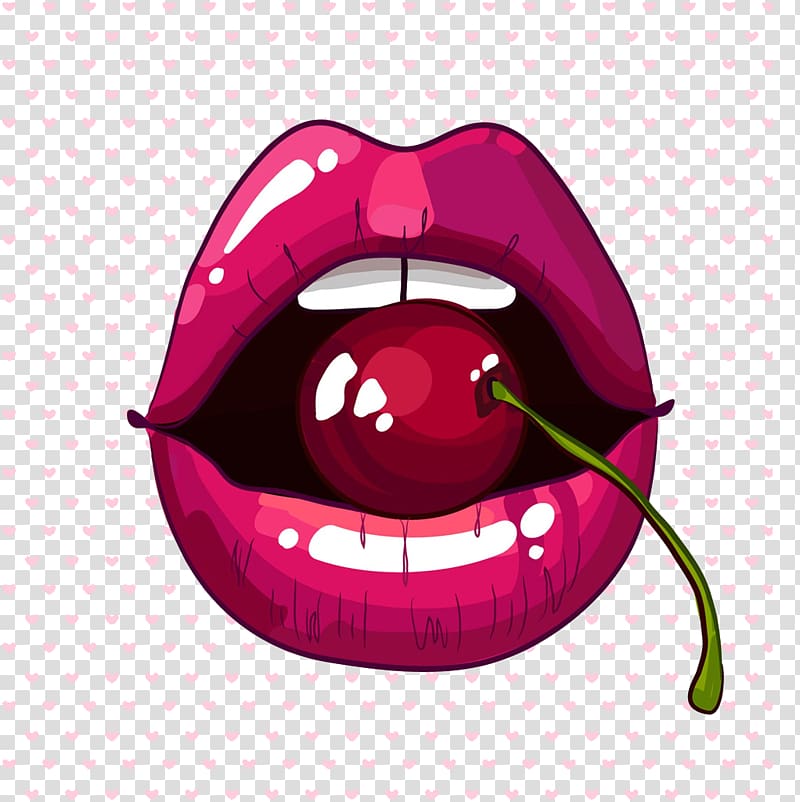 Lip balm Mouth Smile, Cherry in the mouth transparent background PNG clipart
