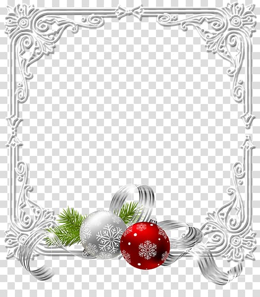 Christmas decoration Christmas ornament , Frame with white Christmas ball transparent background PNG clipart