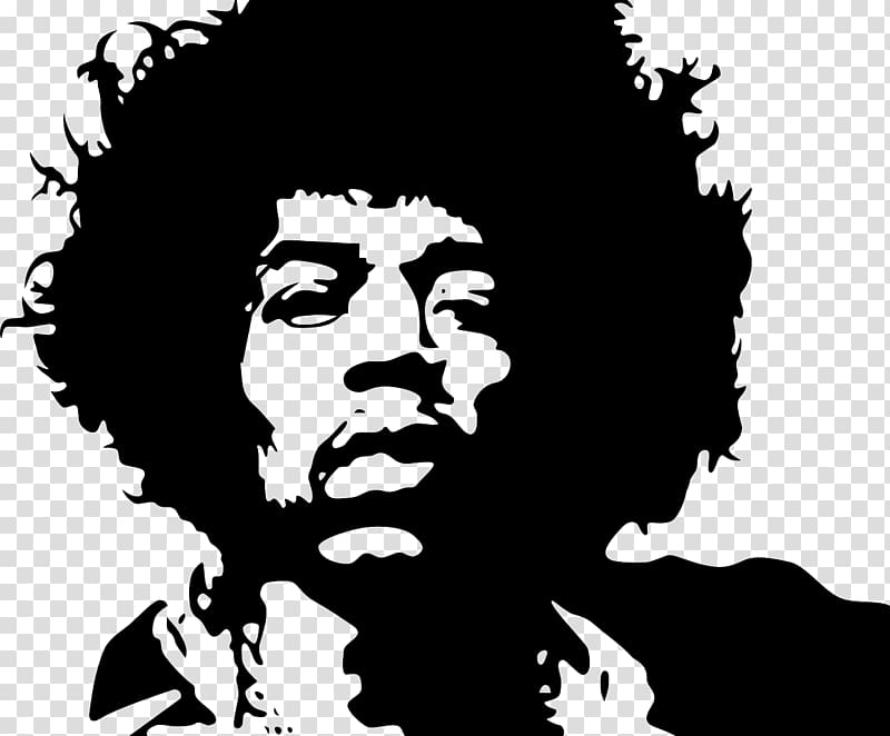 Jimi Hendrix Stencil Wall decal, guitar transparent background PNG clipart