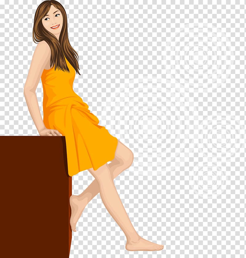 Bijin , Against yellow beauty material the edge of the table transparent background PNG clipart