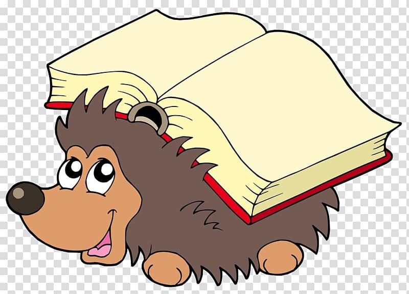 Hedgehog , Hedgehog on the back of the book transparent background PNG clipart